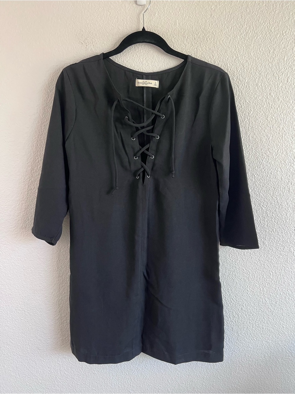 Abercrombie and Fitch Lace Up Tunic Shift Dress Black Small
